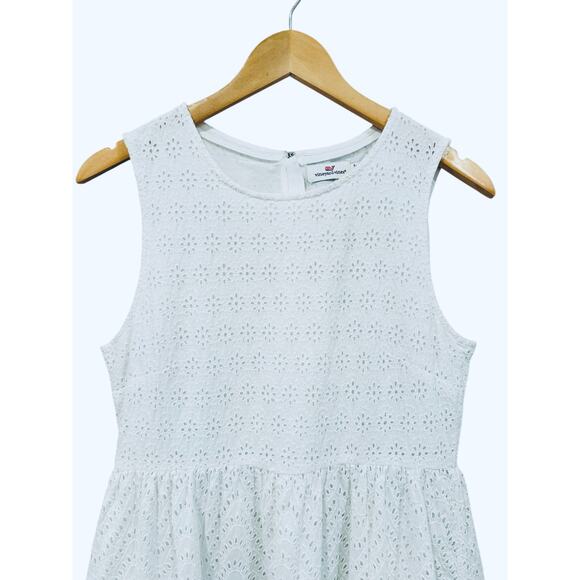 Vineyard Vines White Eyelet Ruffle Bottom Fit Flare Sleeveless Allamanda Dress 6 - Picture 7 of 12